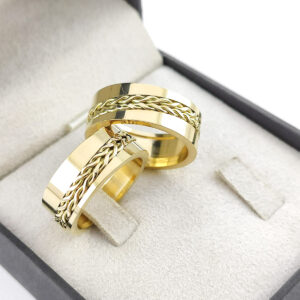 Aliança masculina larga Ouro 18k 10mm - Modelo EP32 - Vista frontal mostrando robustez