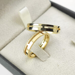 Aliança feminina delicada Ouro 18k com 45 pedras - Modelo EP39 4mm - Brilho discreto e elegante